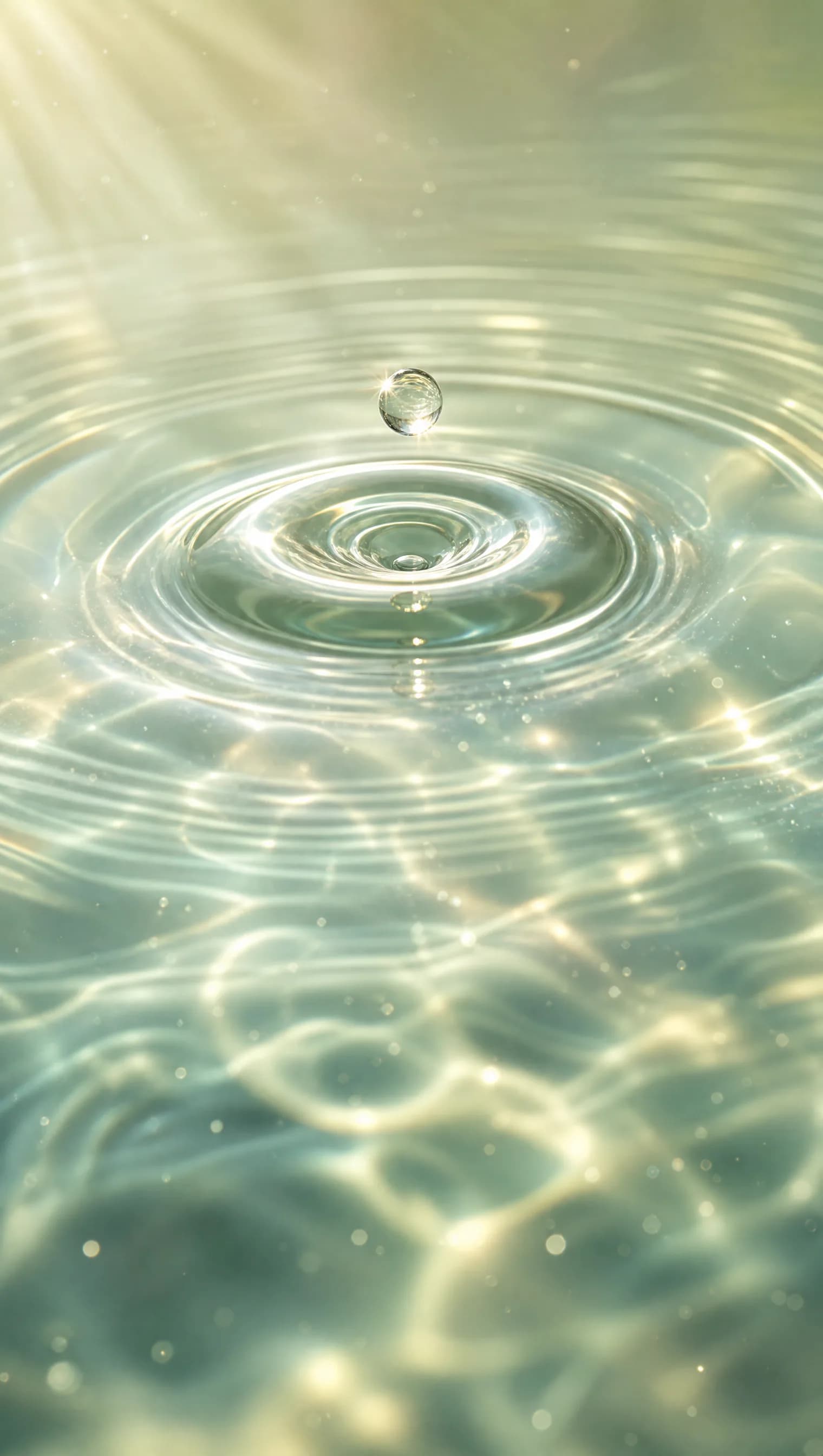 Nahaufnahme von kristallklarem Wasser mit Lichtbrechungen
